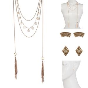 Melrose & Market Tassel Necklace and Stud Earrings